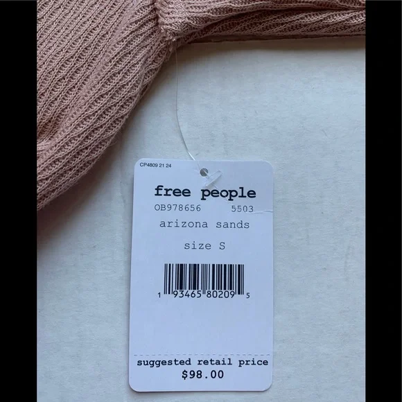 NWOT Free People Rainbow Dreams Sweater Swit Top Arizona Sands Pink Sma… - Picture 8 of 9